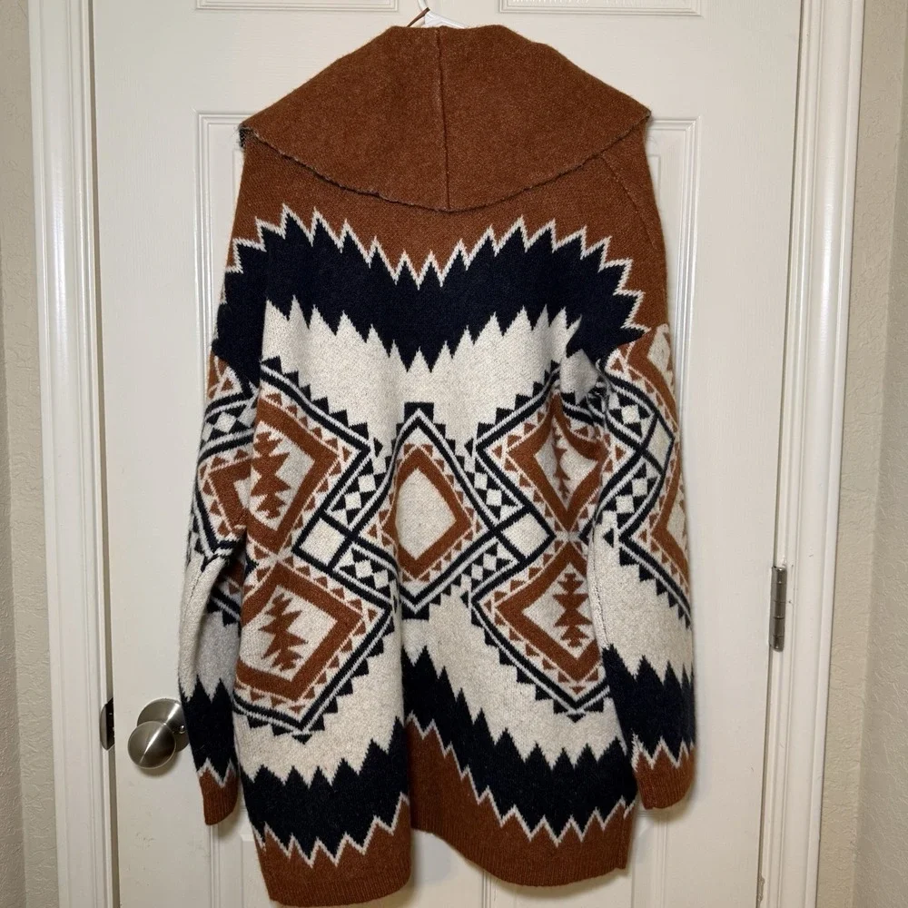 TAHARI Ladies‎ Large Southwest Aztec Western Chunky Open Front Cardigan EUC